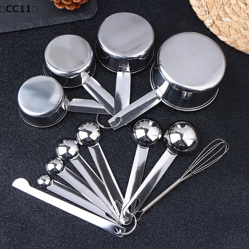 4 6 Stainless Steel Measuring Spoon Cup Scale Ruler Egg Beater Qme
