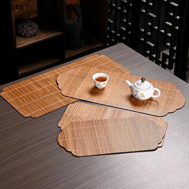Handmade Bamboo Tea Mat Craftsmanship Kung Fu Accessories Making Qme