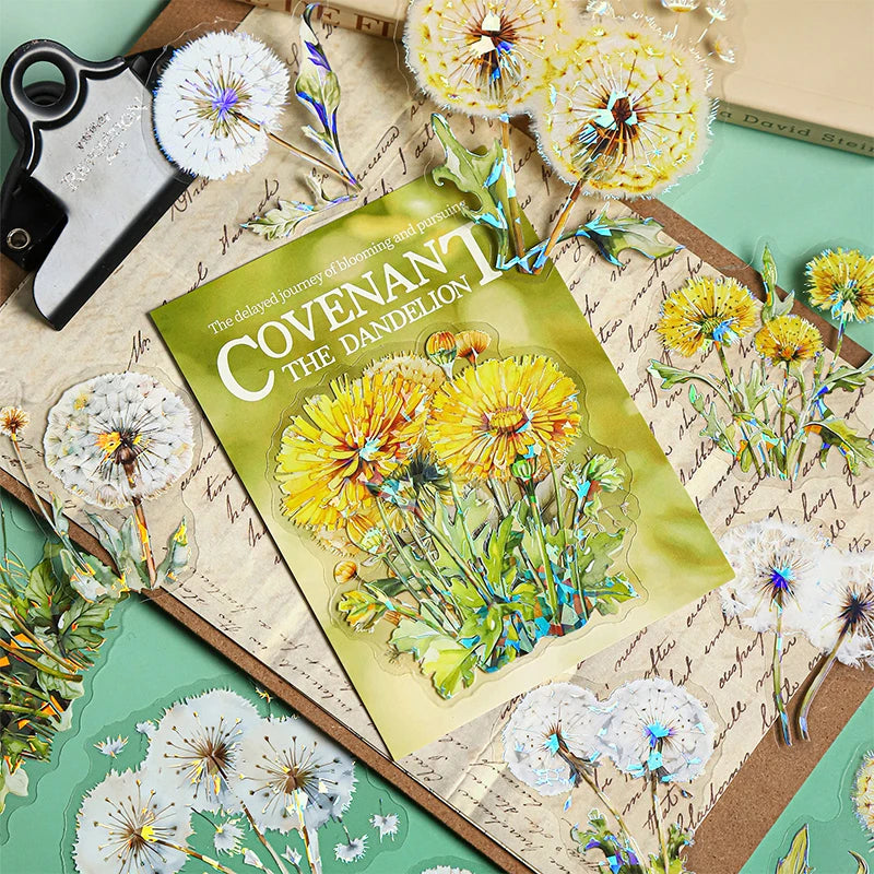 10 pcs INS Dandelion Plant Scrapbooking Materials PET Sticker Pack Journal Collage Decorative Aesthetic Stationery Stickers Qme
