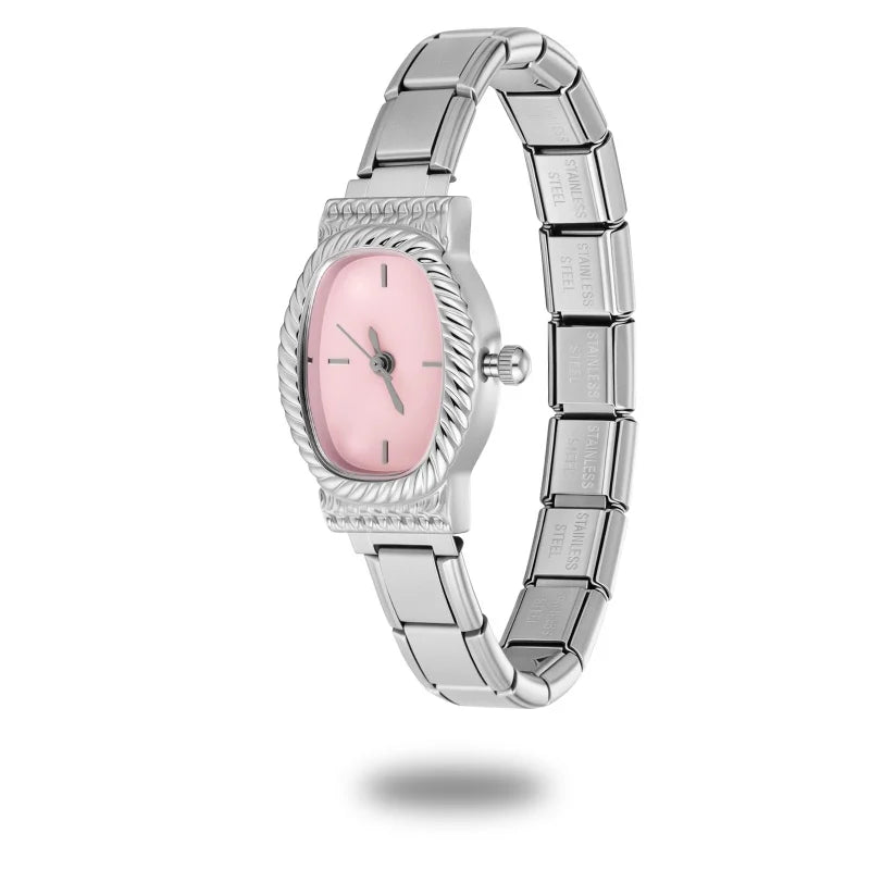 Fashion Men Women's Stainless Steel Oval Round Shiny CZ Zircon Watch