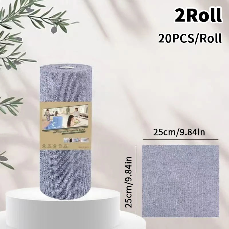 Tear-off Cleaning Cloth Roll Durable Reusable Dish Towel Kitchen Qme B Gray