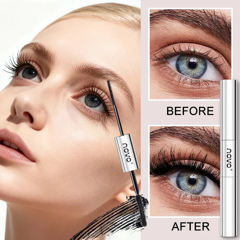 Dual-Head Waterproof Mascara, Thickening And Lengthening Dual Effect, Sweatproof & Grease-Resistant, Quick-Dry, No Clumping Qme
