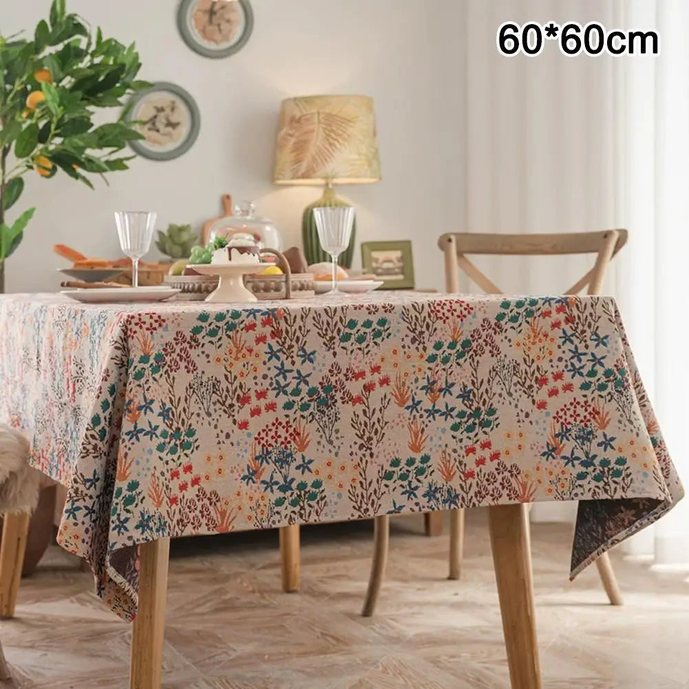Vintage Floral Tablecloth Rustic French Embroidered Boho Tablecloths Qme D
