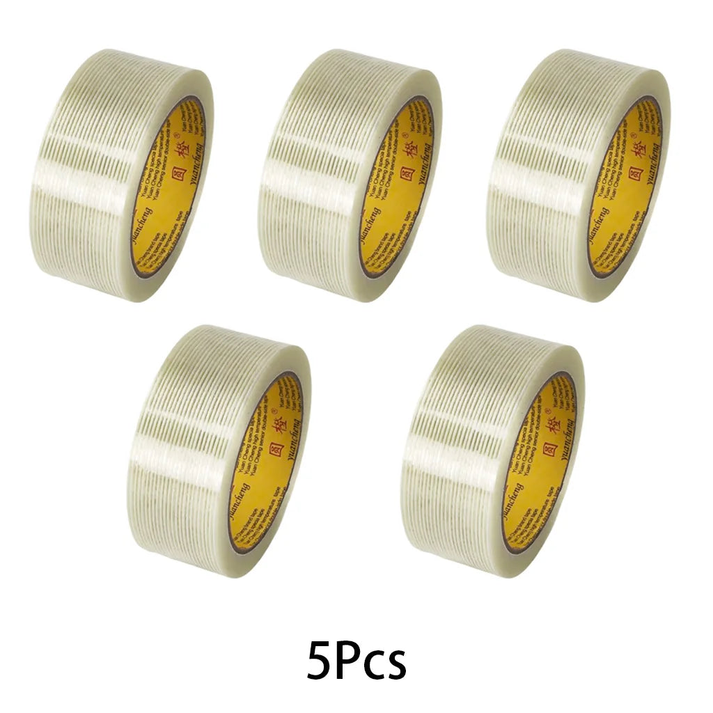 20M Striped Fiber Tape Lithium Battery Pack Insulation Wrap Fiberglass Tape Single Side Adhesive Seal Packaging Fixed Qme 5Pcs 20M 45mm