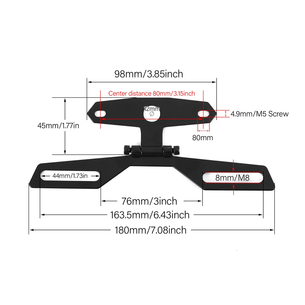 Motorcycle License Plate Bracket Taillight Mount Support Folding Number Plate Frame Holder Mount Universal Motorbike Accessories Qme
