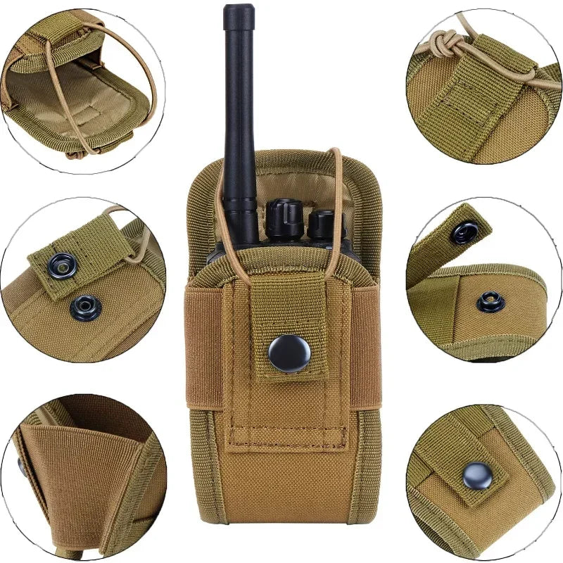 Portable Radio Walkie Talkie Holster, 1000D Tactical Molle Waist Bag Holder Pocket, Carry Bag for Hunting Camping Qme