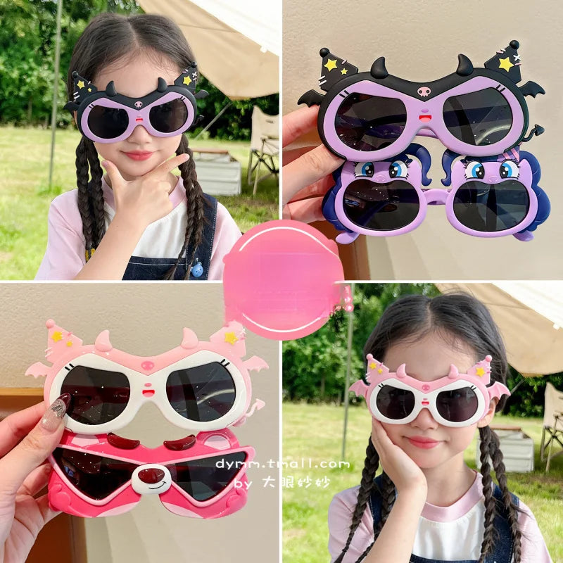 Hello Kitty Kuromi Cartoon Sunglasses Student Sunglasses for Sun Protection Polarized Sunglasses Qme