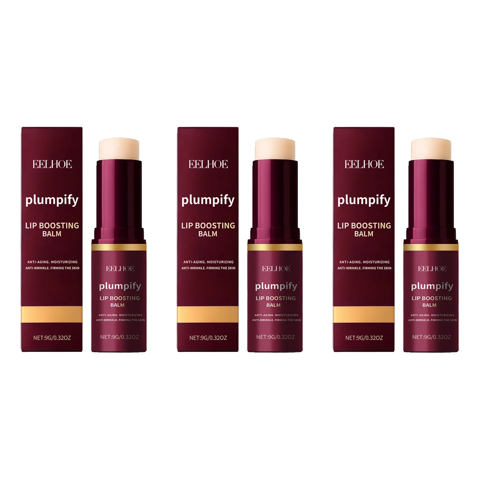 Plumpify Lip Boosting Balm Moisturizing Plumping Sexy Lip Care Fade Lip Lines Nourishing Repair Lip Care Makeup Cosmetics Qme 3 x 9g Boxed