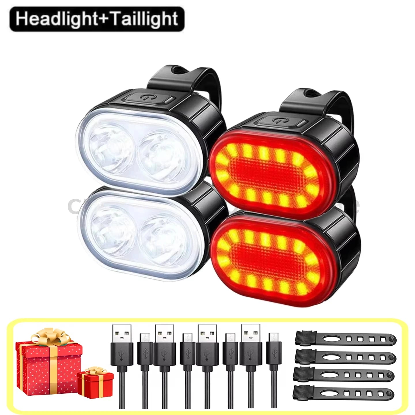 Cycling Bicycle Front Rear Light /Set Bike Defense Flashlight Stick MTB Waterproof Taillight LED Lantern Bicycle Accessories Qme 4PCS-Set