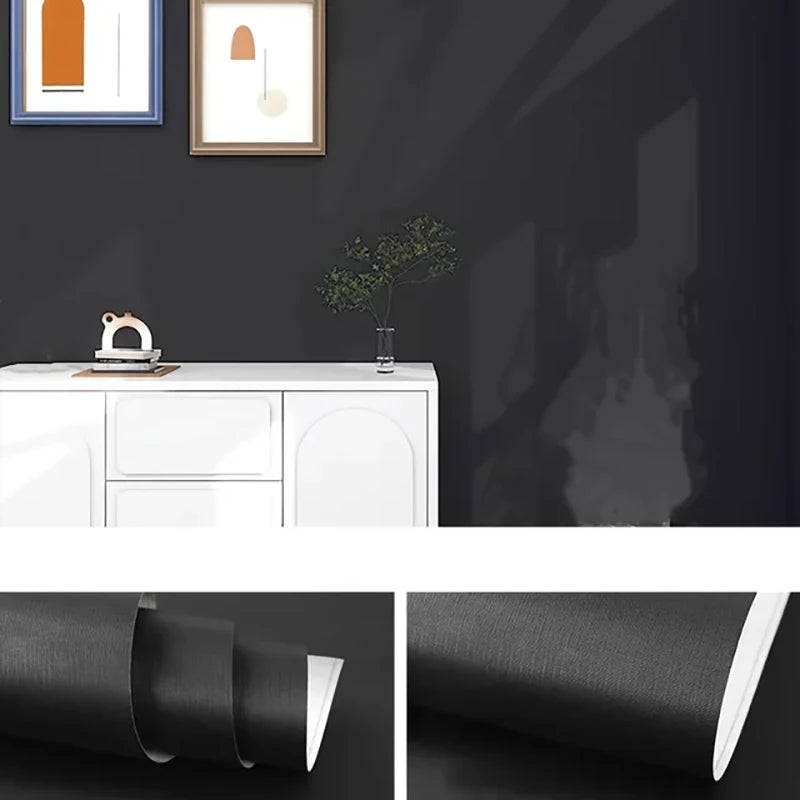 55cm Matte Black Self-Adhesive Wallpapers Stickers for Living Room Furniture Wall Kitchen Cabinets Home Decor Qme