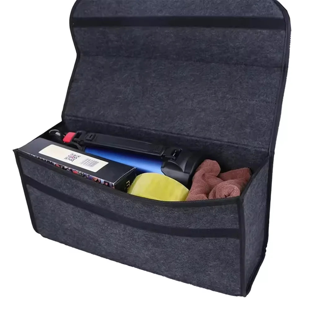 Felt & Non-Woven Foldable Car Trunk Storage Bag Multi-Functional Vehicle Cargo Organizer Collapsible Rear Bin for Auto Qme