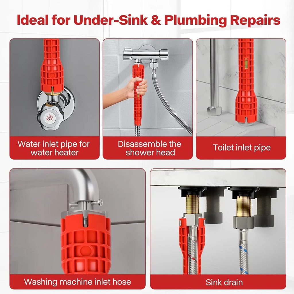 8 in 1 Sink Wrench Multi-functional Plumbing Tool with Level Bubble for Kitchen Bathroom Qme