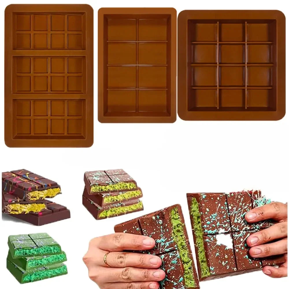 8 12 24 Cells Chocolate Mold DIY Bar Silicone Pistachio Candy Handmade Qme