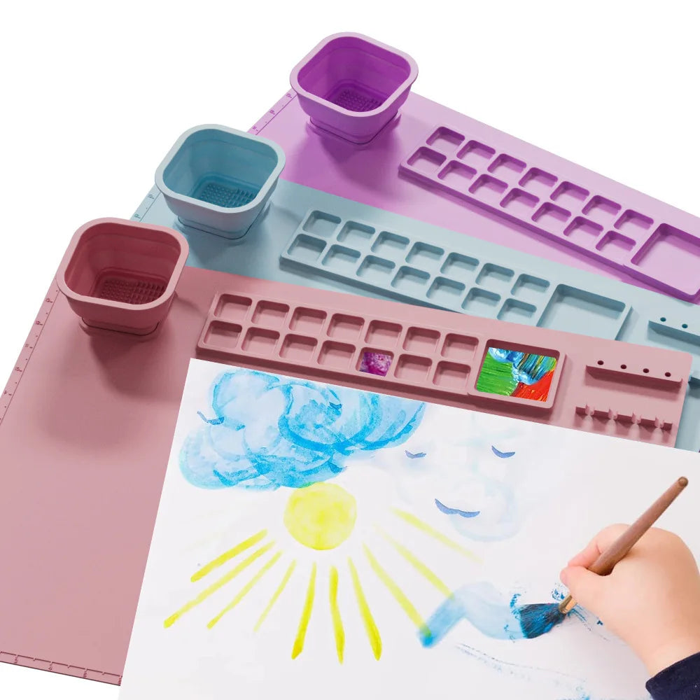 1PCS Silicone Painting Pad Brush Holder Crafts Silicone Pad Multifunctional Silicone Art Painting Art Clay Graffiti Mat Washable Qme