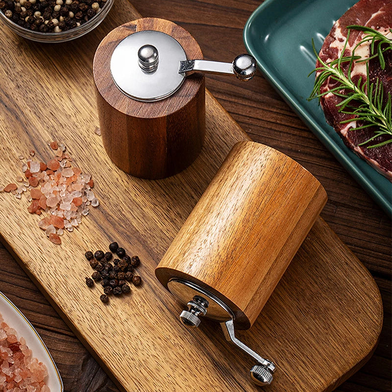 Hand-operated Pepper Mill Kitchen Manual Solid Wood Black Grinder Qme Default Title