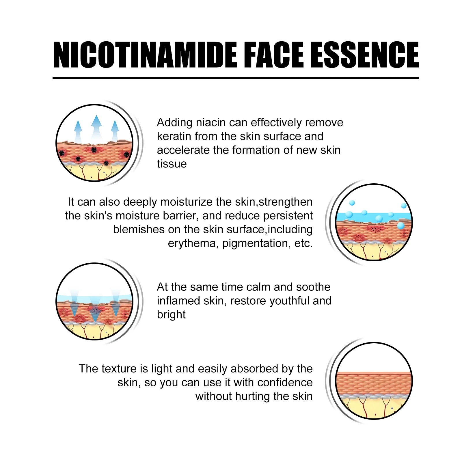 Niacinamide Face Serum Brightening Lighten Dark Spots Acne Marks Fade Blemishes Pigmentation Moisturizing Facial Essence Qme