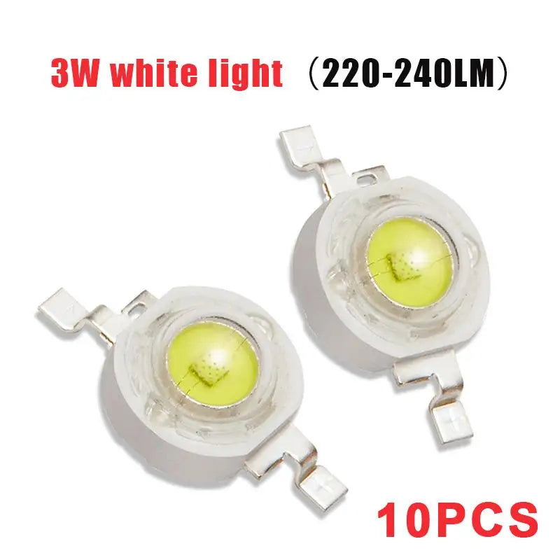 10Pcs High Power 0.5/1/1.5/3W Imitation Lumen LED Lamp Beads With High Brightness For DIY Lighting Flashlight Repairs Qme 3W White 220-240lm