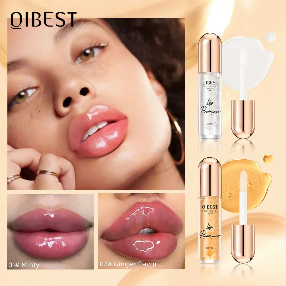 QIBEST Lasting Lip Plumper Oil Instant Volumising Enhancer Lip Serum Collagen Lip Volume Lipgloss Sexy Cosmetic Volume Increases Qme