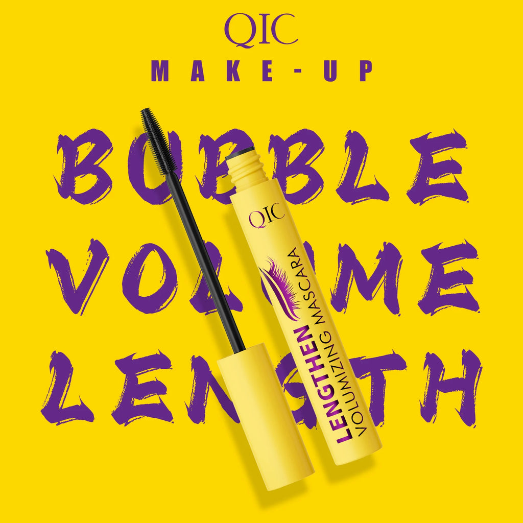 QIC 4D Black Mascara Brown Mascara Thickening, Lengthening, Curling, Waterproof Liquid Fiber Mascara. Qme