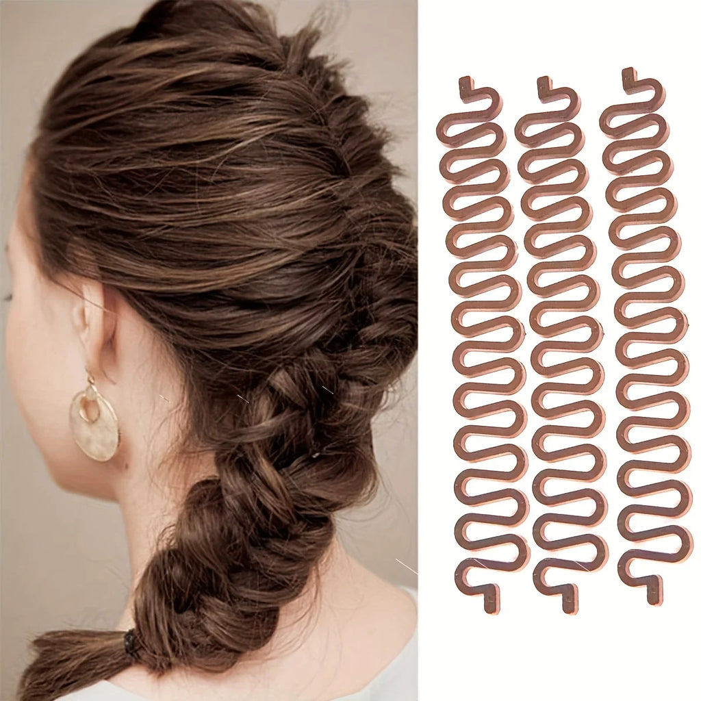 3pcs Women's Wavy Hair Braiding Tools - & Twist Styles, Easy to Use, Perfect for Long Curly Hair - Create Chic Braids with Ease Qme