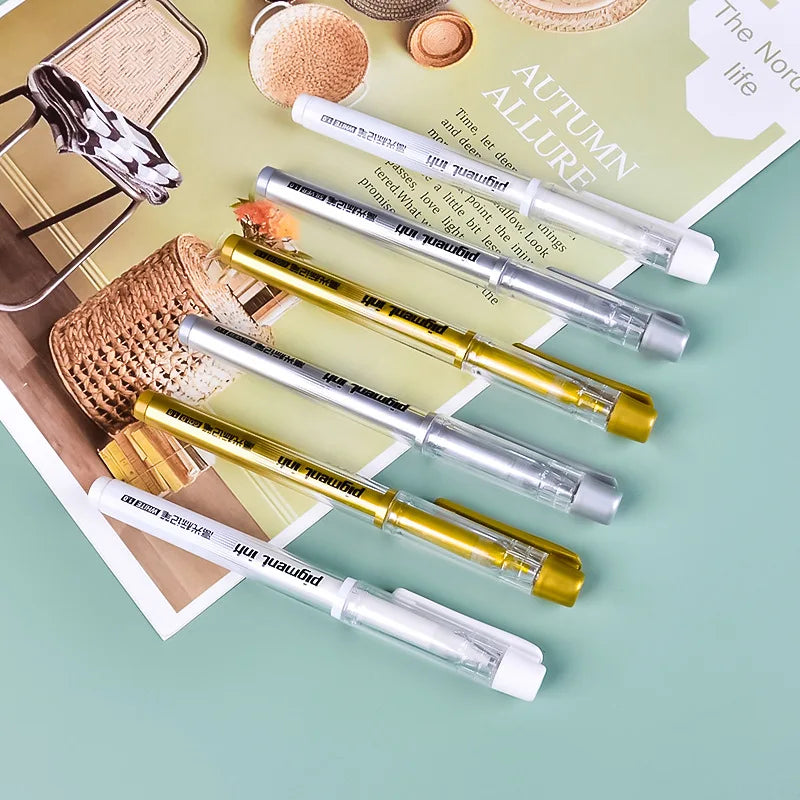 3Pcs/Set 1.0mm Highlight Marker Pen White/Gold/Silver Ink Large Capacity Gel Pen For Drawing Art Supply Sketch Paint Pen Qme