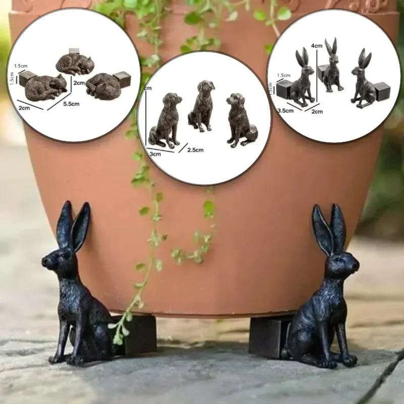 Animal Flowerpot Support Frame Dog Cat Rabbit Shaped Plant Pot Foot Qme
