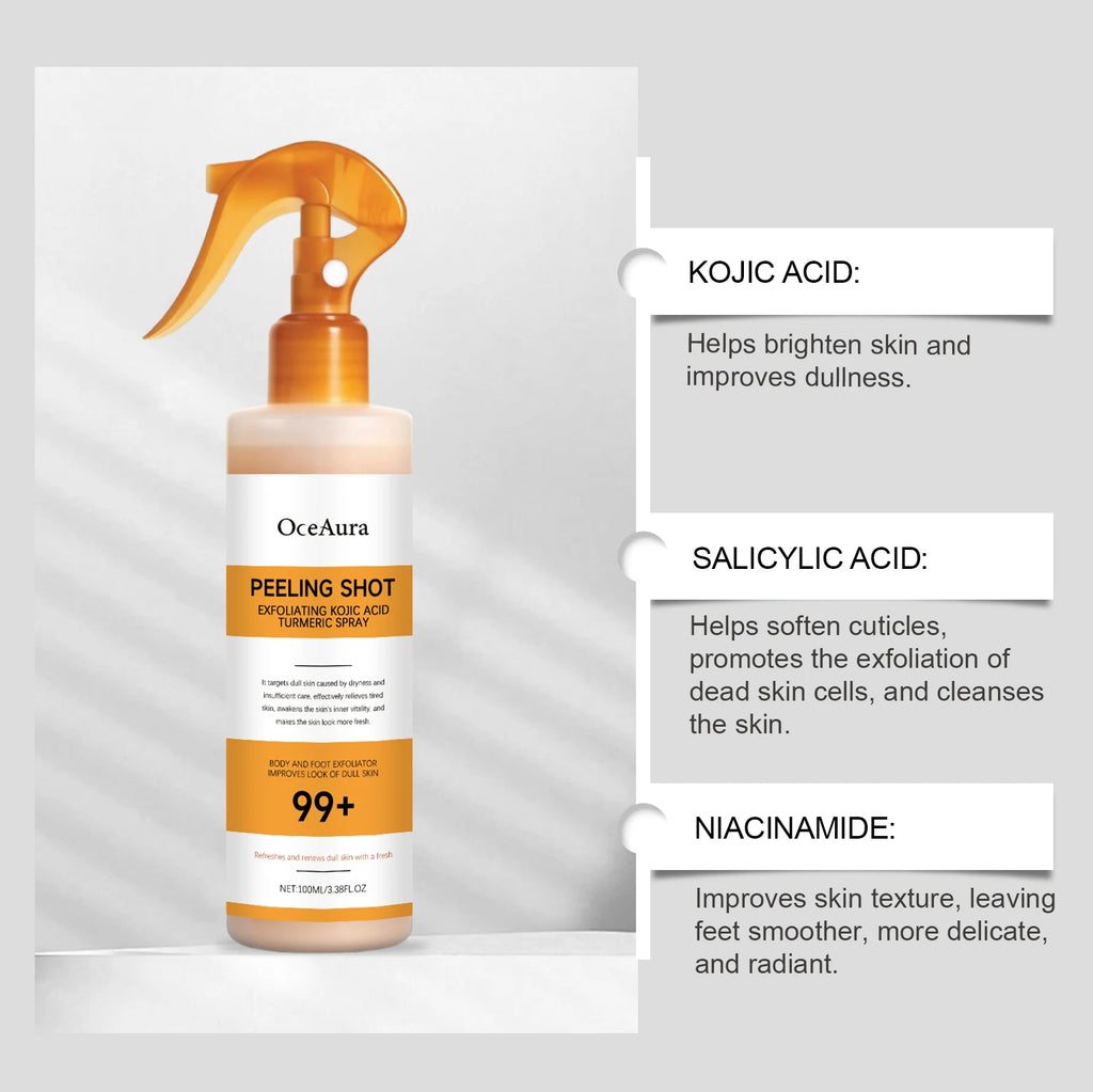 Body Keratin Care Kojic Acid Turmeric Spray Gently Exfoliating Peeling Solution Brightening Hydrating Skin Care All Skin Types Qme