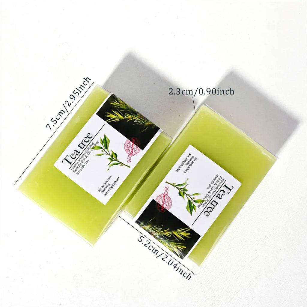 2Pcs100G Tea Tree Oil Soap Bar Deep Cleansing Facial Bath Acne Pimple Qme