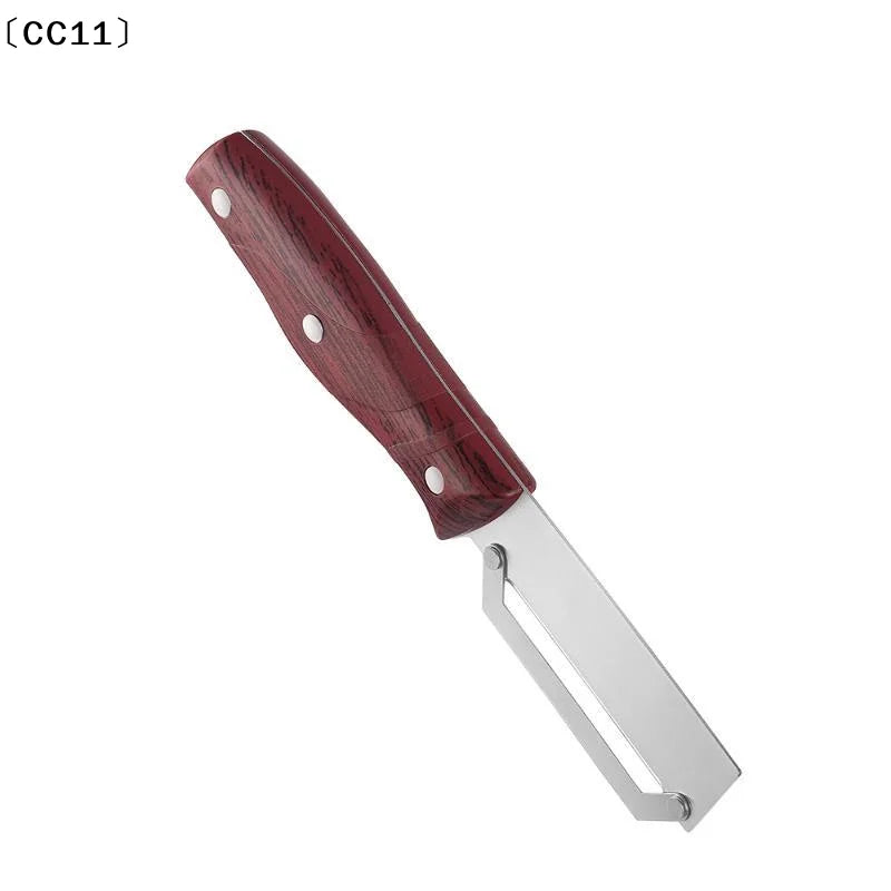 Stainless Steel Vegetable Peeler Wood Grain Handle Blade Perfect Home Qme