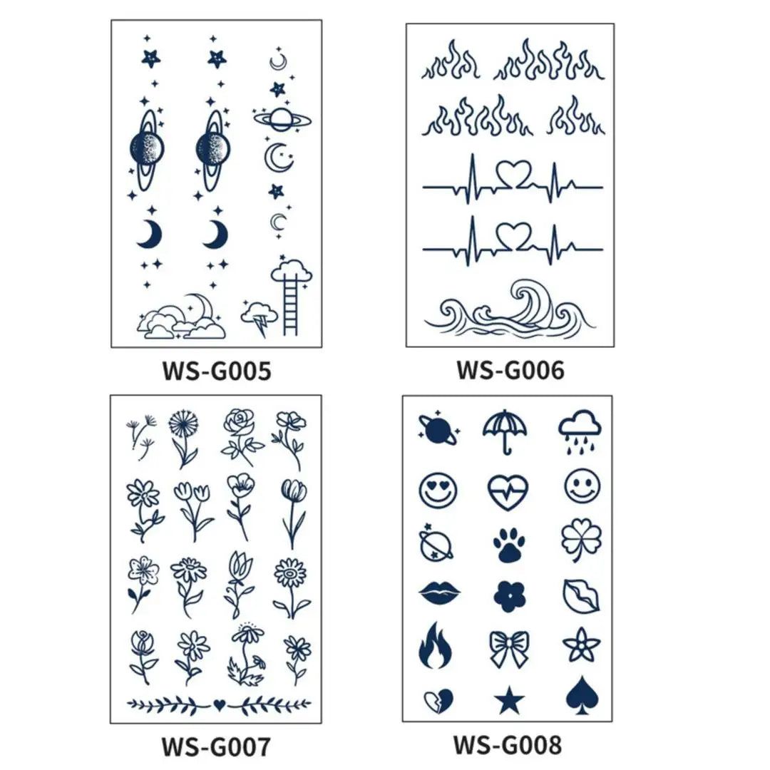 A Small Pattern Waterproof Temporary Tattoo Stickers, Long-lasting Waterproof for One to Two Weeks, Finger Tattoos for Women Qme 4pcs WS-G005G008