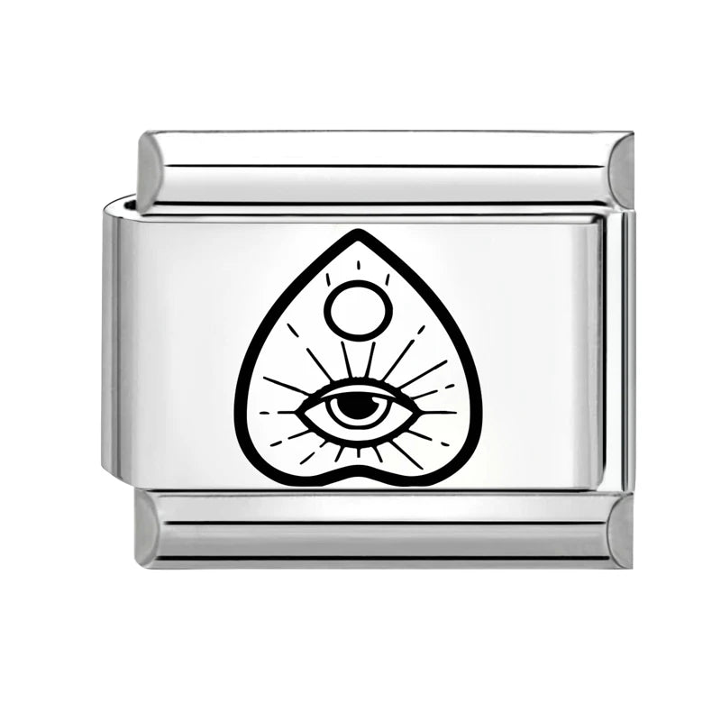1pc Original Laser Engraving Star Art LOVE Heart Fish Charm Link fit 9mm Stainless Steel Jewelry Making DIY Italian Bracelet Gif Qme Style 4