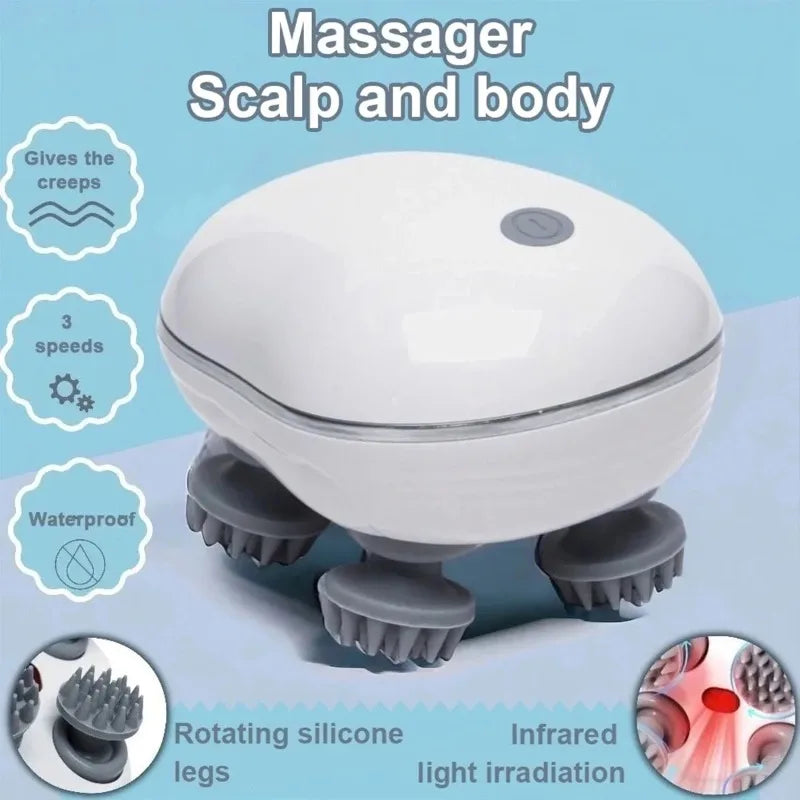 Adjustable Speed Red Light Head Massager Soft Silicone Scalp Care Qme
