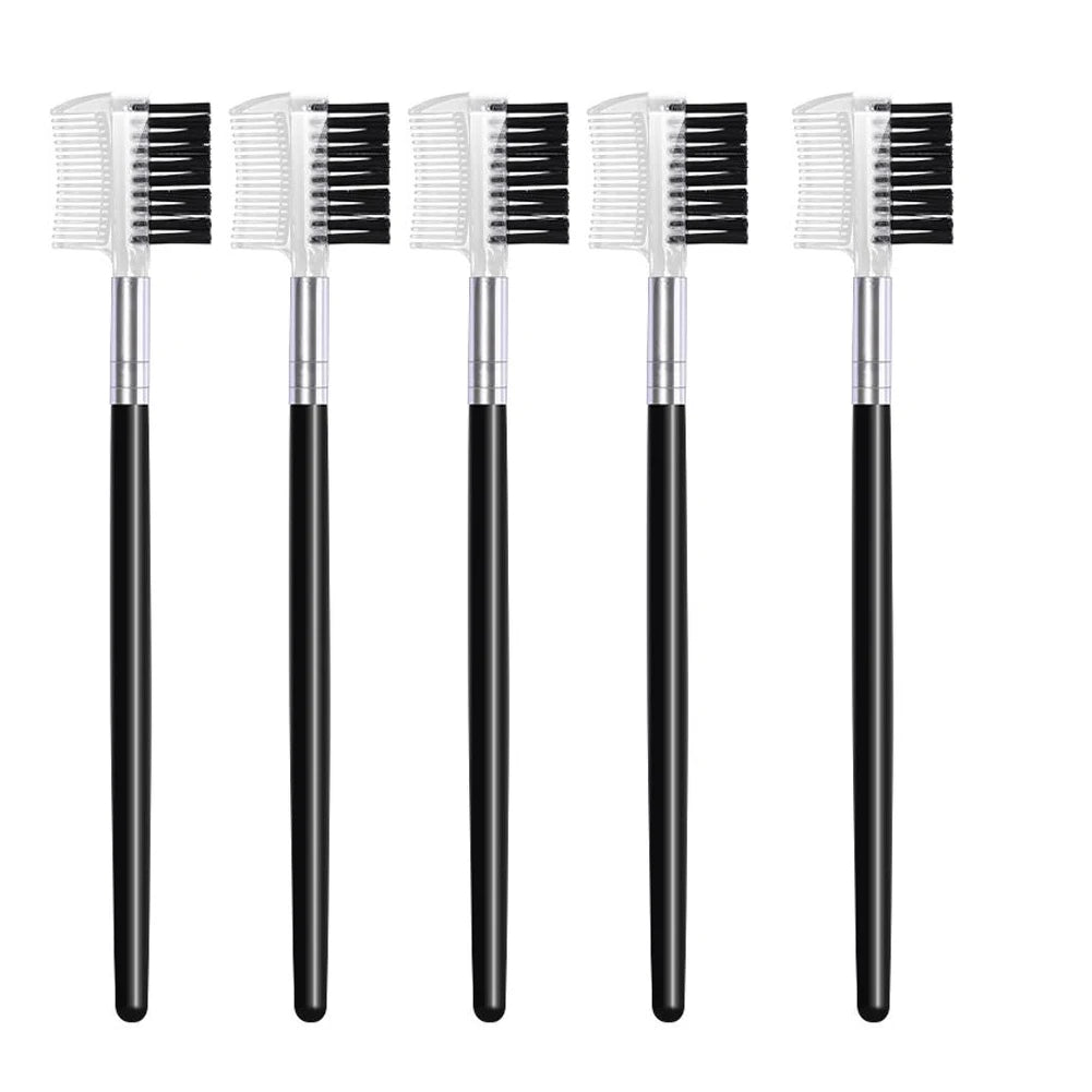 Dual-headed Eyebrow Comb Makeup Brush Beauty Tool Professional Lash Qme black-5pcs