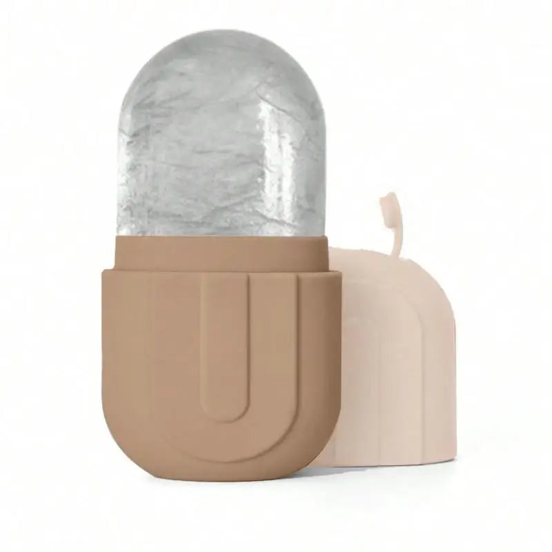 Facial Cold Compress Ice Roller Silicone Cooling Firming Tool Face Qme Light brown
