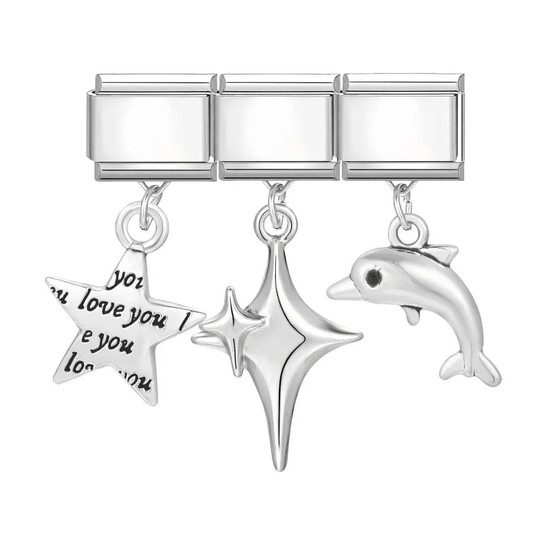 Fashion 3PCS Pendant Series Lovely Dogs Cats Italian Charm Link Stainless Steel Fit 9mm Italian Chain Bracelet DIY Making Gifts Qme Style 6