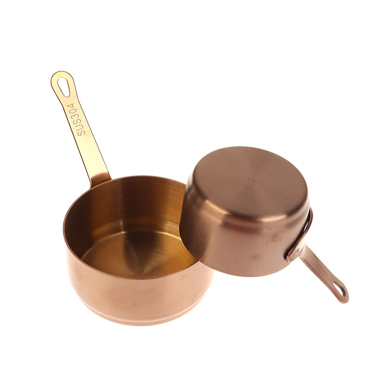 Stainless Steel Heat-resistant Stockpots Long Handle Mini Sauce Pan Qme