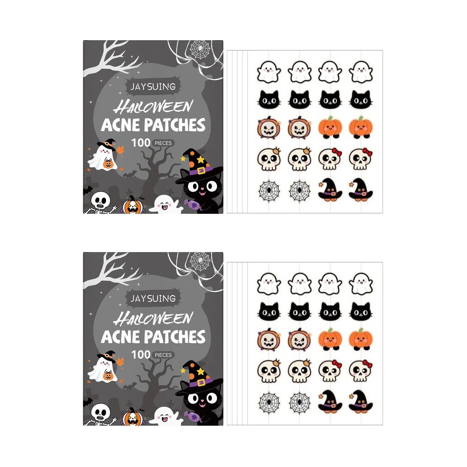 100pcs Halloween Acne Patches Soothing Repair Patch Pumpkin & Bat Shapes Breathable Invisible Acne Spot Cover Skin Care Qme 2 x 100pcs Boxed
