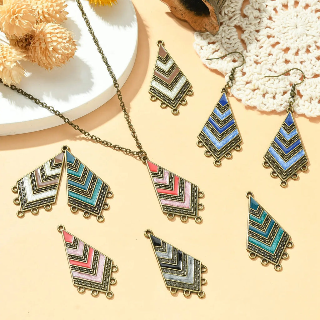 PandaHall 30Pcs 5 Colors Boho Chandelier Components Links Antique Bronze Tibetan Style Connector for Earrings Jewelry Making Qme