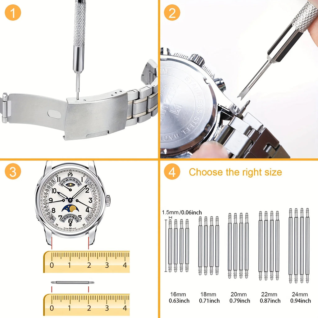 39pcs/set Watch Link Removal Tool, Watch Band Tool Kit,Repair Kit For Watch Bracelet Adjustment And Replacement,With User Manual Qme