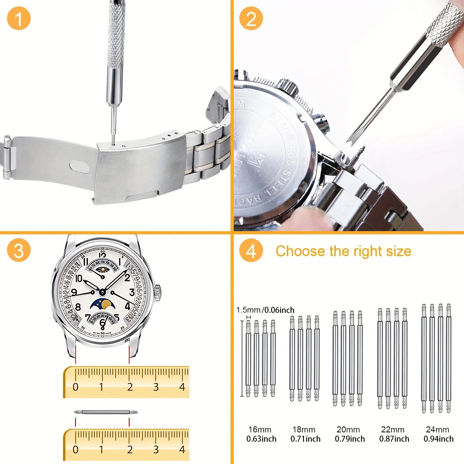 39pcs/set Watch Link Removal Tool, Watch Band Tool Kit,Repair Kit For Watch Bracelet Adjustment And Replacement,With User Manual Qme