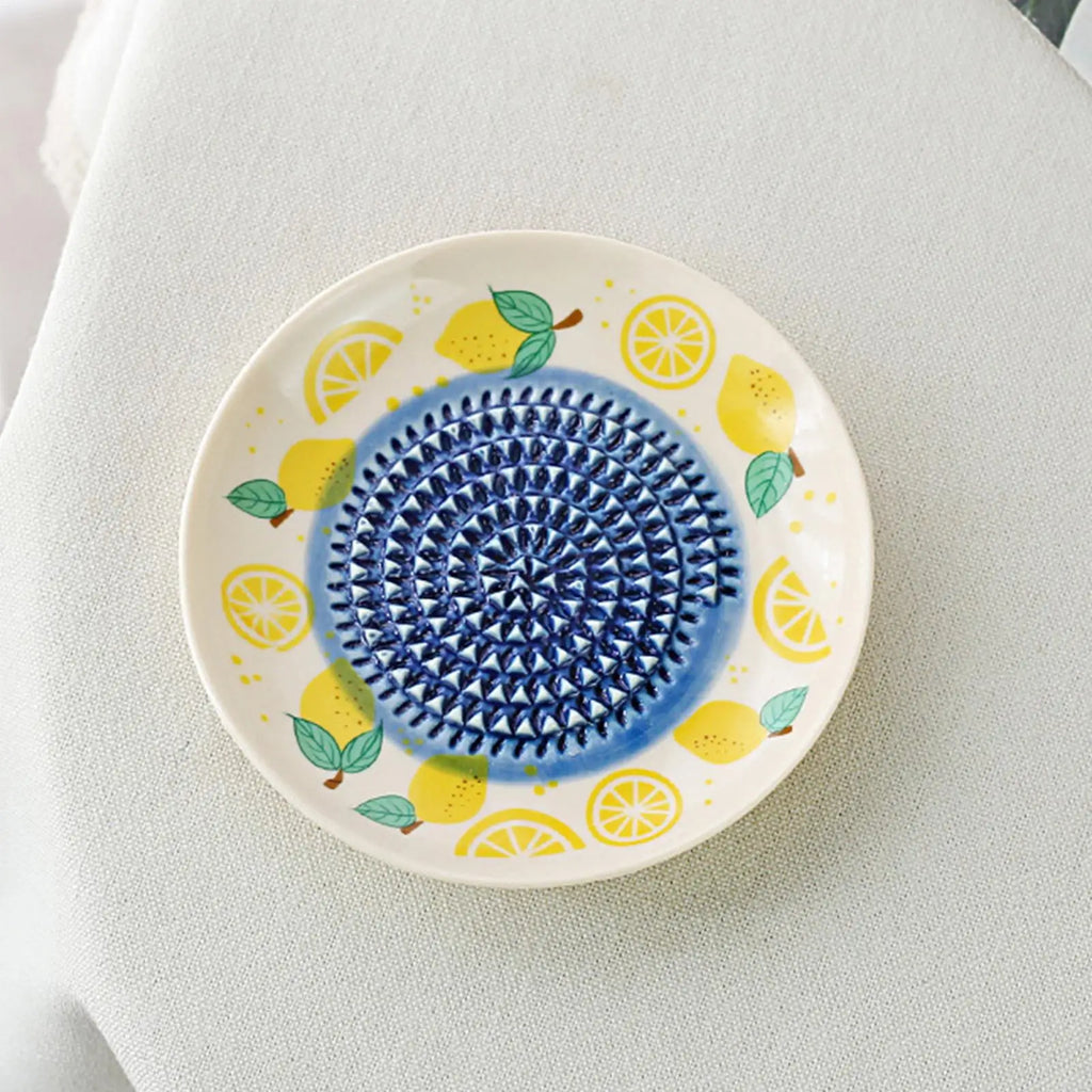 Grater Plate Ceramic Manual Round Fruit Patterns Bowl Garlic Grating Dish For Ginger Cheese Tomato Strawberry Fruit Vegetable Qme