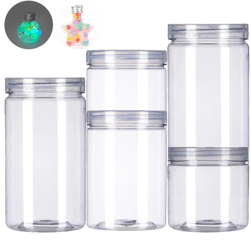 Clear Sealed Tank Jar Lid Circular Storage Bucket Cans Nut Qme