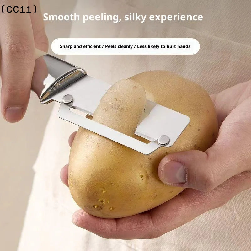 Stainless Steel Flat Edge Peeler Potato Slicer Knife Watermelon Melon Qme