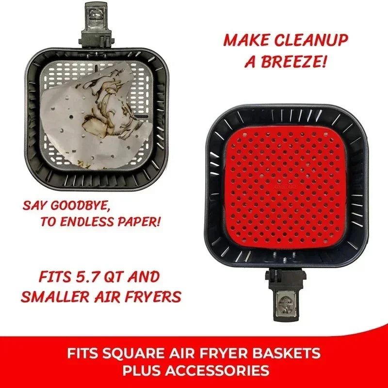 Food Grade Silicone Air Fryer Liner Non-stick Baking Mat Reusable Qme