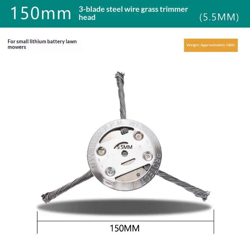 1/2pcs 6 Inch Steel Wire Wheel Head Grass Trimmer Head Universal Weed Brush Fit Straight Shaft Brushcutter Removal Moss Rust Qme Lithium 6inch 3clws