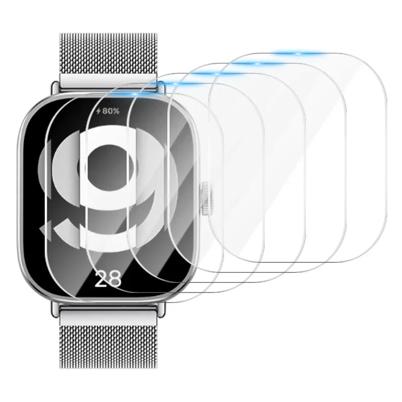 Tempered Glass for Xiaomi Redmi Watch 5 Active Smart Watch Screen Protector Anti-Scratch for Mi Redmi Watch 5 4 Prottiecve Film Qme 5-Pcs Redmi Watch 4