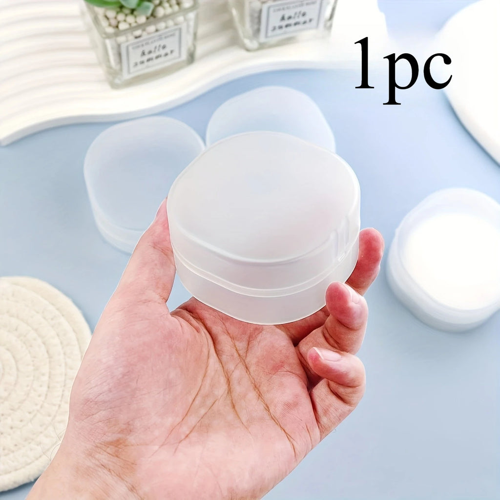 Round Soap Dish, Storage Box - Portable Cosmetic Cotton and Makeup Remover Storage Box, Sealed Travel Design Qme 1pc