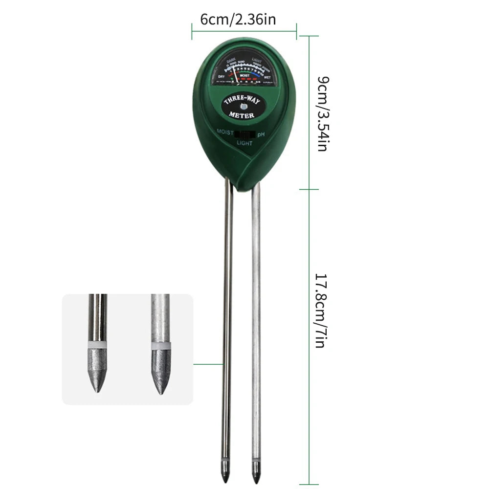 3in1 Soil Garden PH Meter Sunlight PH Tester Garden Flowers Soil Moisture Sensor Plants Acidity Humidity PH Monitor Detector Qme