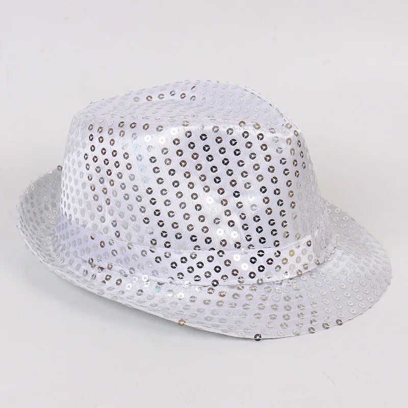 Stage Performance Sequined Hip-hop Hat Children's Day Dance Jazz Men Qme 54cm Silver