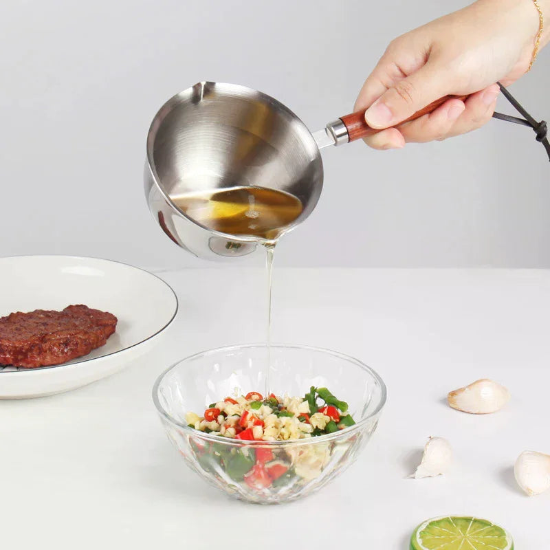 Stainless Steel Oil Pan 150ML 300ML Small Pot Cooking Butter Melting Pot Chocolate Kitchen Cookware Cooking Tools Qme